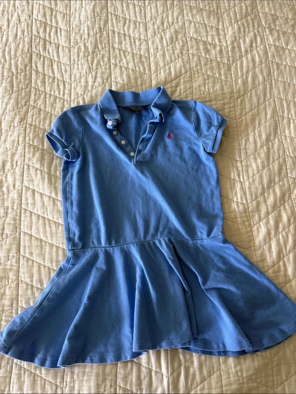 Ralph Lauren Light Blue Girls Polo Dress with Pink Logo